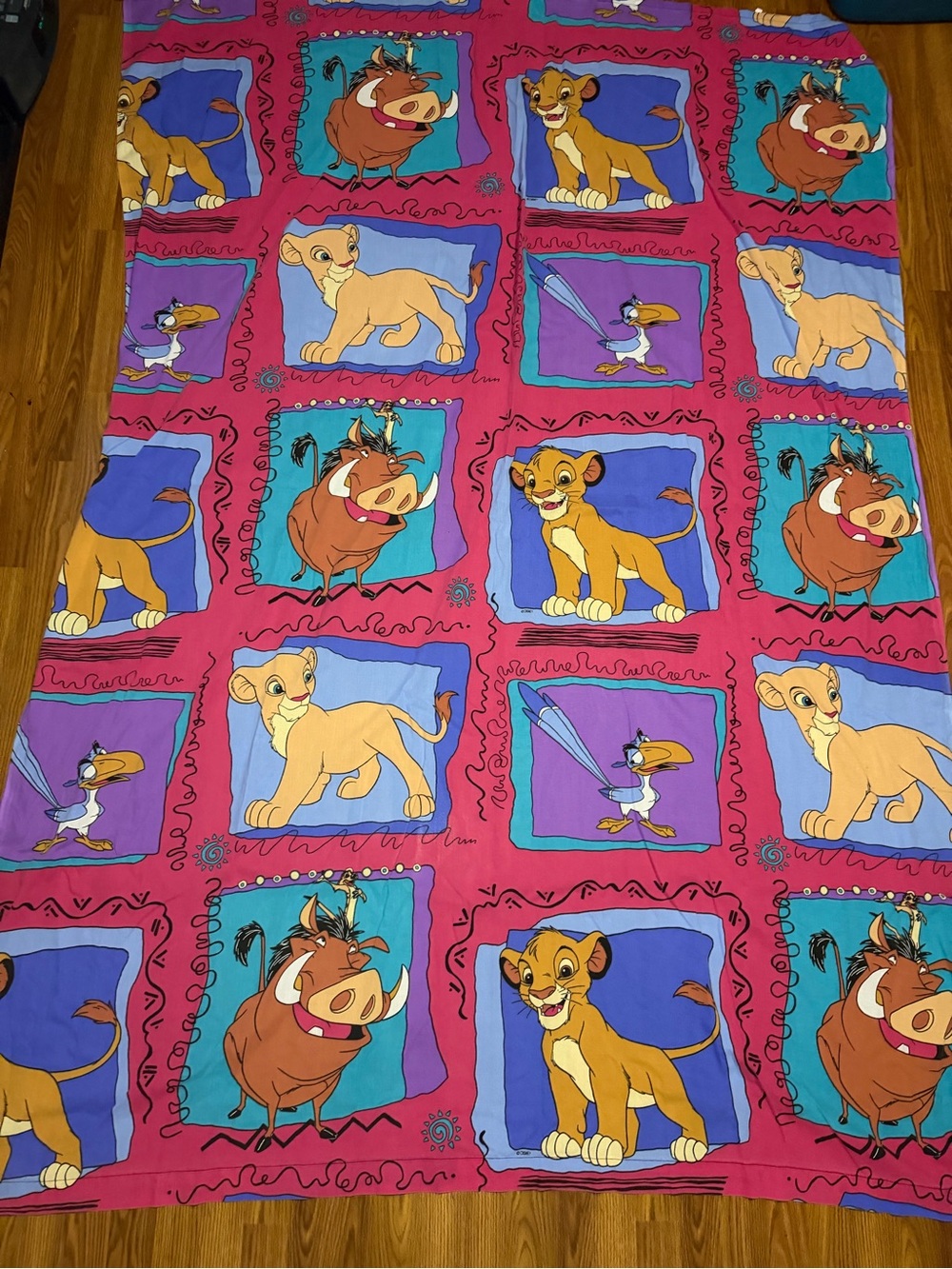 VTG 1994 Disney The Lion King flat twin bed sheet Simba Nala Timon Pumbaa